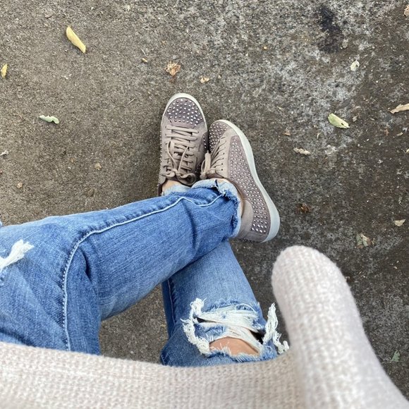 ShuShop Shoes - Star Studded Taupe Sneakers